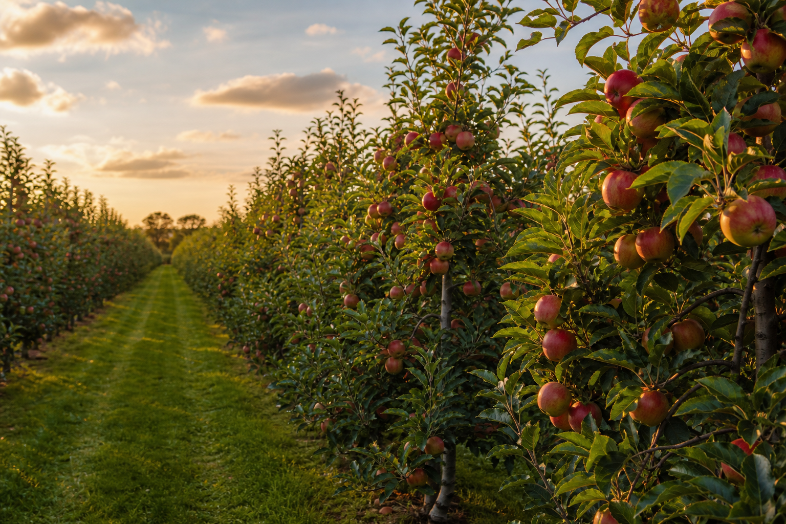 Obstbaumbestand in Reihen